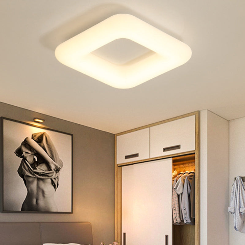 Modern White LED Ceiling Lamp for Bedroom - Acrylic Square Flush Mount, Available in 3 Sizes (18"/23.5"/29.5")