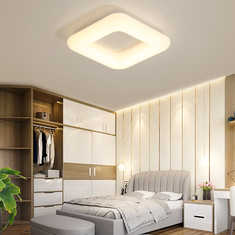Modern White LED Ceiling Lamp for Bedroom - Acrylic Square Flush Mount, Available in 3 Sizes (18"/23.5"/29.5")