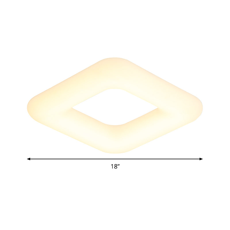 Modern White LED Ceiling Lamp for Bedroom - Acrylic Square Flush Mount, Available in 3 Sizes (18"/23.5"/29.5")