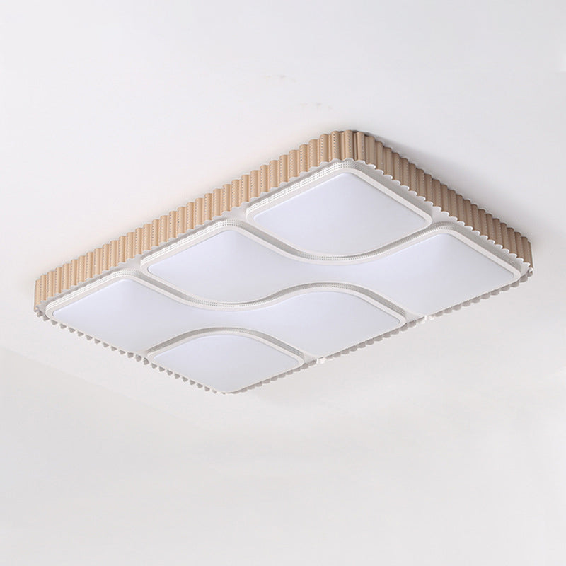 Contemporary Gold Rectangular LED Flushmount Ceiling Light for Living Room - White/Warm Light