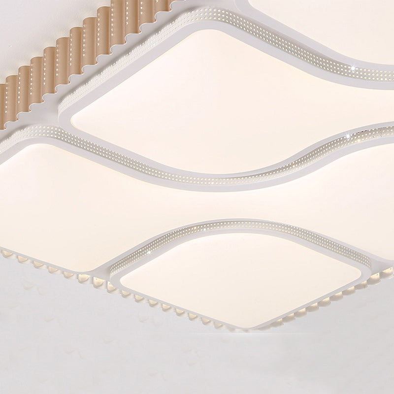 Contemporary Gold Rectangular LED Flushmount Ceiling Light for Living Room - White/Warm Light