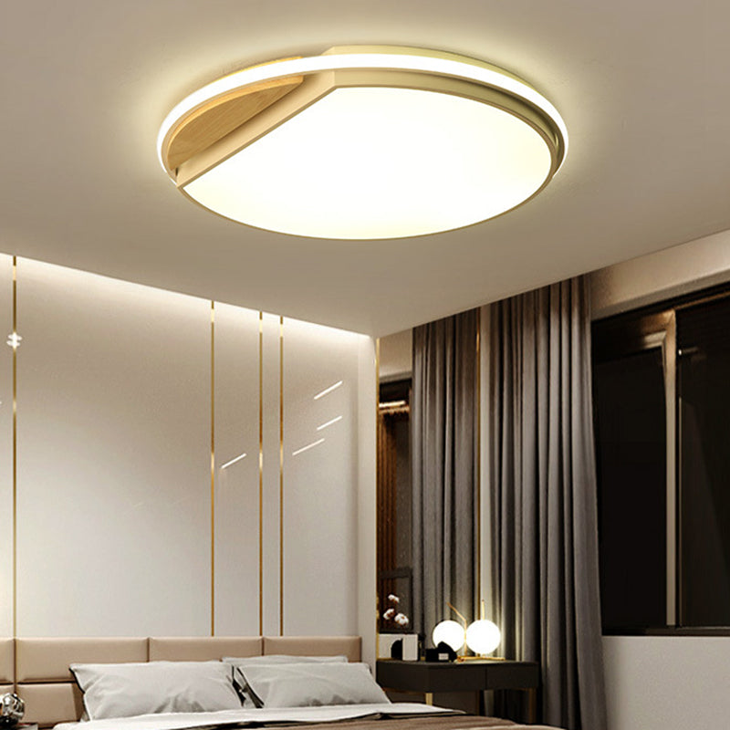 Circular Flush Mount LED Ceiling Light Fixture - Modern Acrylic Design - 16.5" Wide - White/3 Color Light