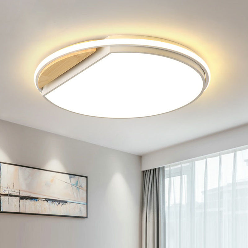 Circular Flush Mount LED Ceiling Light Fixture - Modern Acrylic Design - 16.5" Wide - White/3 Color Light
