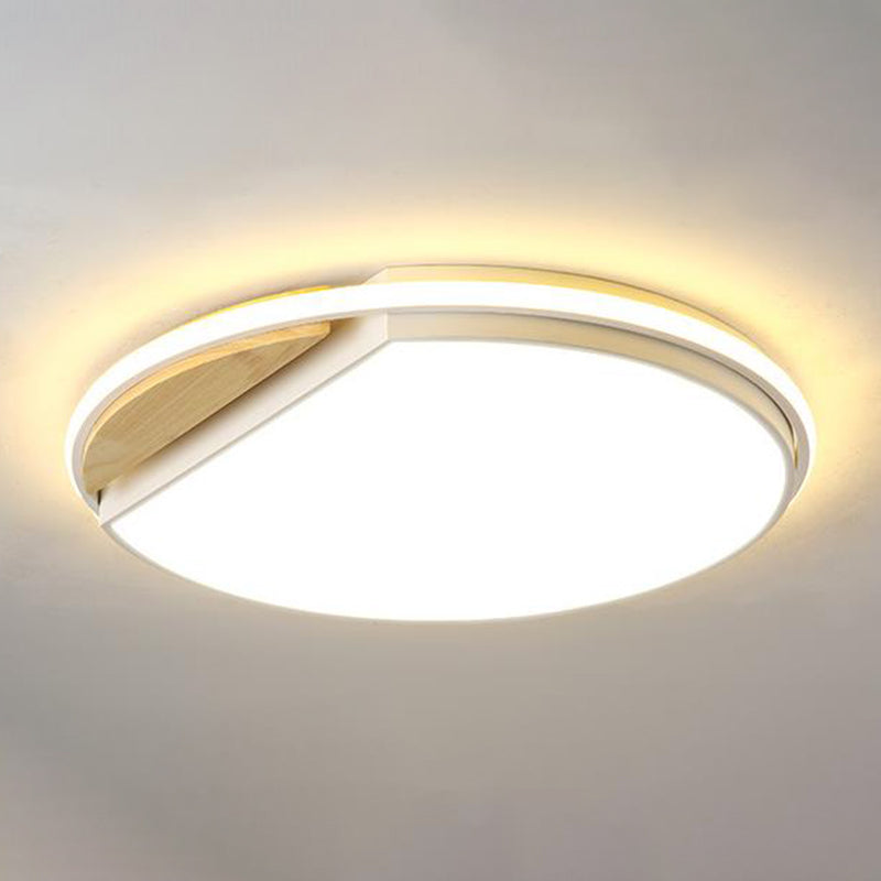 Circular Flush Mount LED Ceiling Light Fixture - Modern Acrylic Design - 16.5" Wide - White/3 Color Light