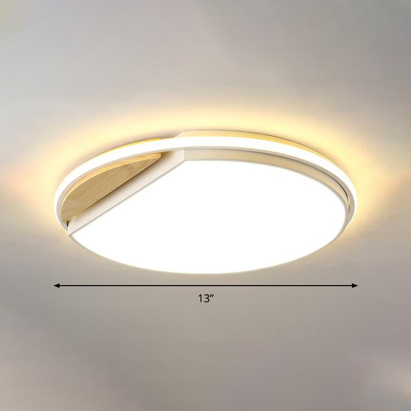 Circular Flush Mount LED Ceiling Light Fixture - Modern Acrylic Design - 16.5" Wide - White/3 Color Light