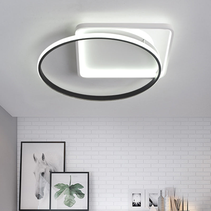 Modernist Acrylic LED Flushmount Ceiling Light in White/Warm Light, 16"/19.5" Wide