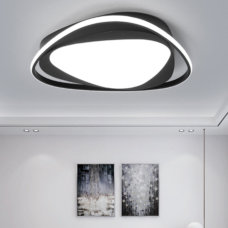 Modern Triangle Metal Ceiling Light Fixture - Black 16.5"/20.5" Wide - LED Flush Mount