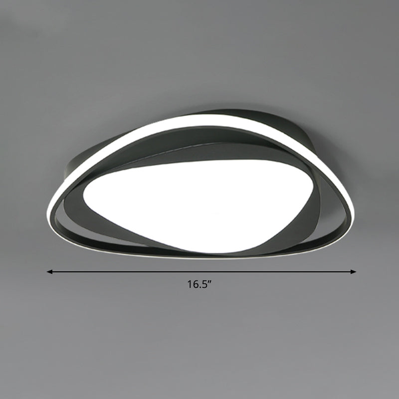 Modern Triangle Metal Ceiling Light Fixture - Black 16.5"/20.5" Wide - LED Flush Mount