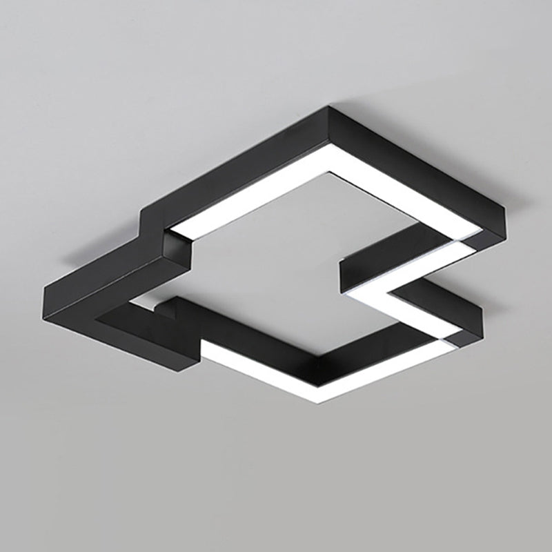 Modern Metal Geometric Ceiling Light | 19.5"/25.5" Wide | Black/White LED Flush Mount | Warm/White Light