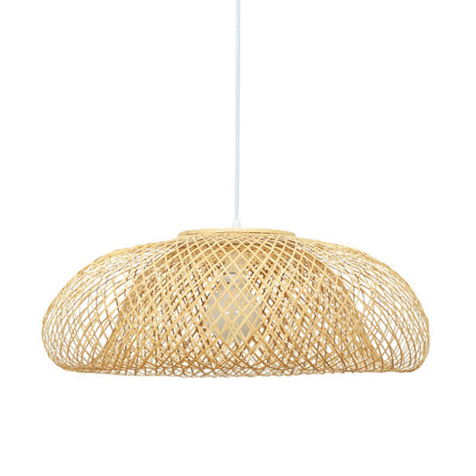 Bamboo Bowl Ceiling Pendant Light - Modern Style Hanging Lamp (16.5/20.5/24.5 Width) In Beige For