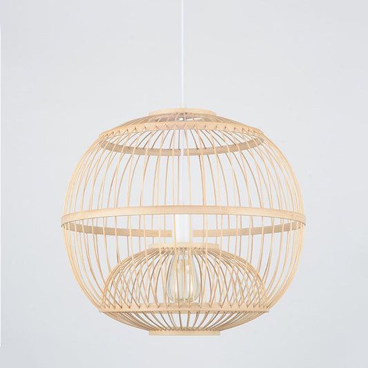 Bamboo Globe Pendant Light Fixture - 14/16 Dia 1 Modern Style Beige Ideal For Dining Rooms / 14