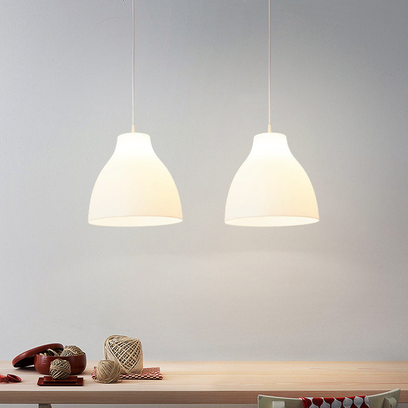 Dome Hanging Lamp - Modernist Acrylic - 9"/10"/13" Wide - White - 1 Bulb Suspended Lighting Fixture