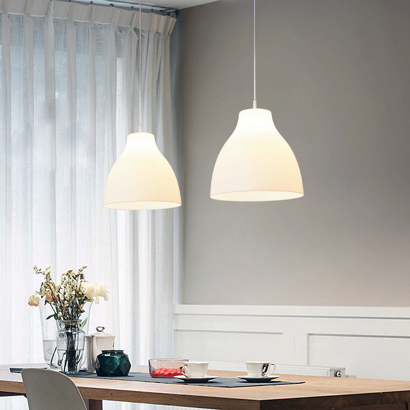 Dome Hanging Lamp - Modernist Acrylic - 9"/10"/13" Wide - White - 1 Bulb Suspended Lighting Fixture