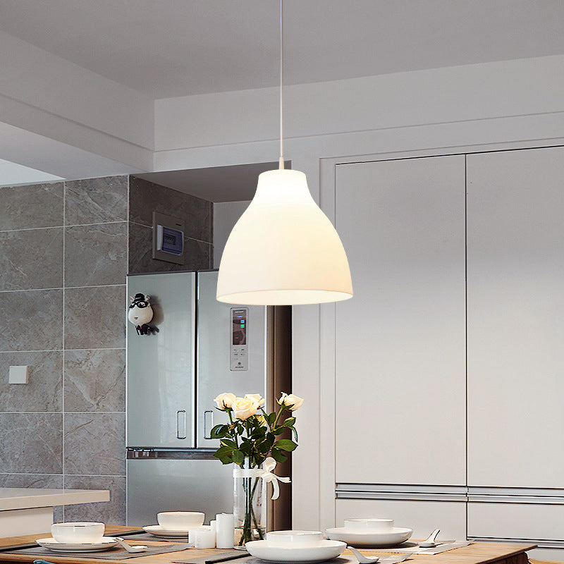 Dome Hanging Lamp - Modernist Acrylic - 9"/10"/13" Wide - White - 1 Bulb Suspended Lighting Fixture