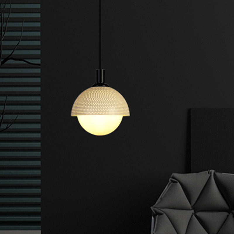 Modern Metal Hanging Pendant Ceiling Lamp - 1 Head, Beige/Gray and Green, for Bedroom