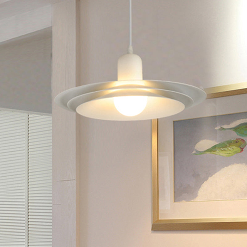 Modern Metal Pendant Light - Single Bulb, White - for Dining Room