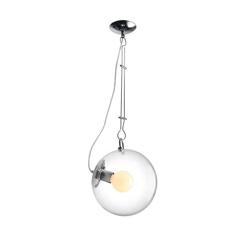 Contemporary Clear Glass Ball Pendant Light - 1 Bulb 10/12 Wide