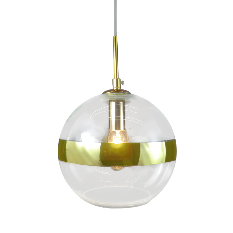Modernist Gold Sphere Pendant Light With Clear Glass Shade - 1-Bulb Hanging Lamp