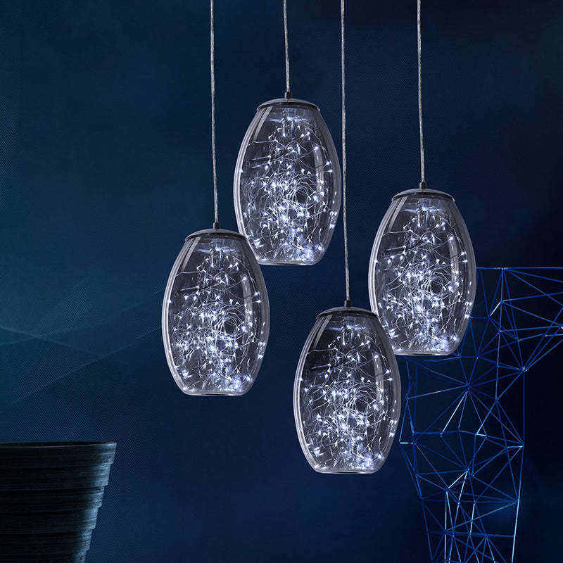 Luminaire suspendu à LED en verre bleu pour salons contemporains