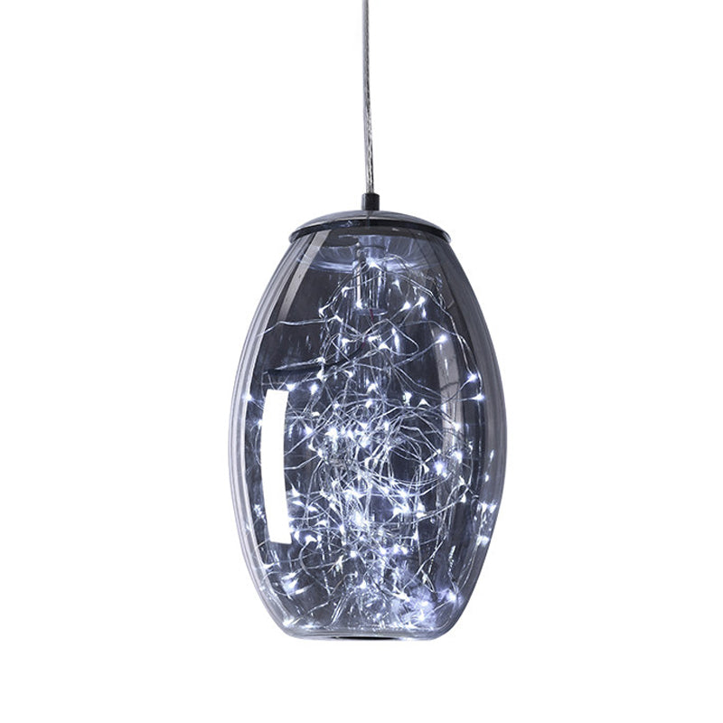 Luminaire suspendu à LED en verre bleu pour salons contemporains