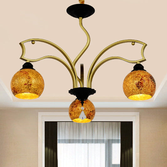 Lustre suspendu en verre artistique Tiffany avec motif teinté en or - 3/6/8 lumières pour le salon