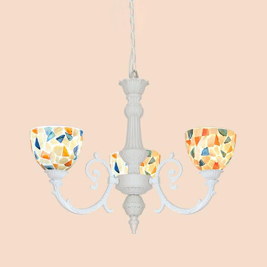 Lustre coquillage méditerranéen - Mosaïque blanche avec 3/5/8 lumières pour plafond de salon