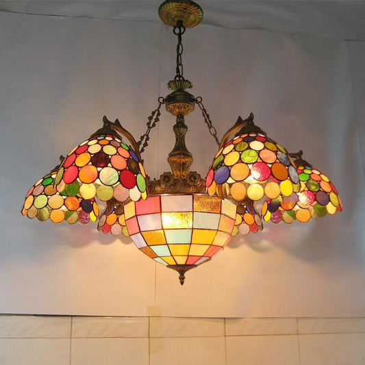 Mediterranean Cut Glass Chandelier with 7 Lights for Living Room Ceiling