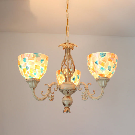 Lustre de plafond en mosaïque Tiffany - Blanc - 3/5 lumières - Décoration de chambre