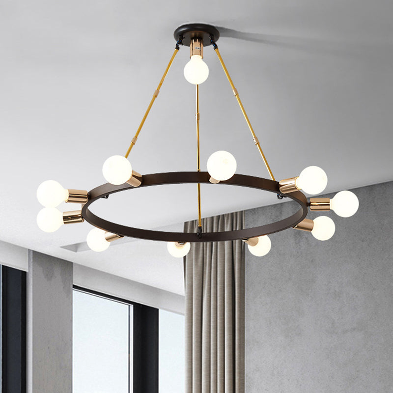 Modernist Frosted White Glass Bubble Chandelier - 11 Heads, Black Ceiling Pendant Light