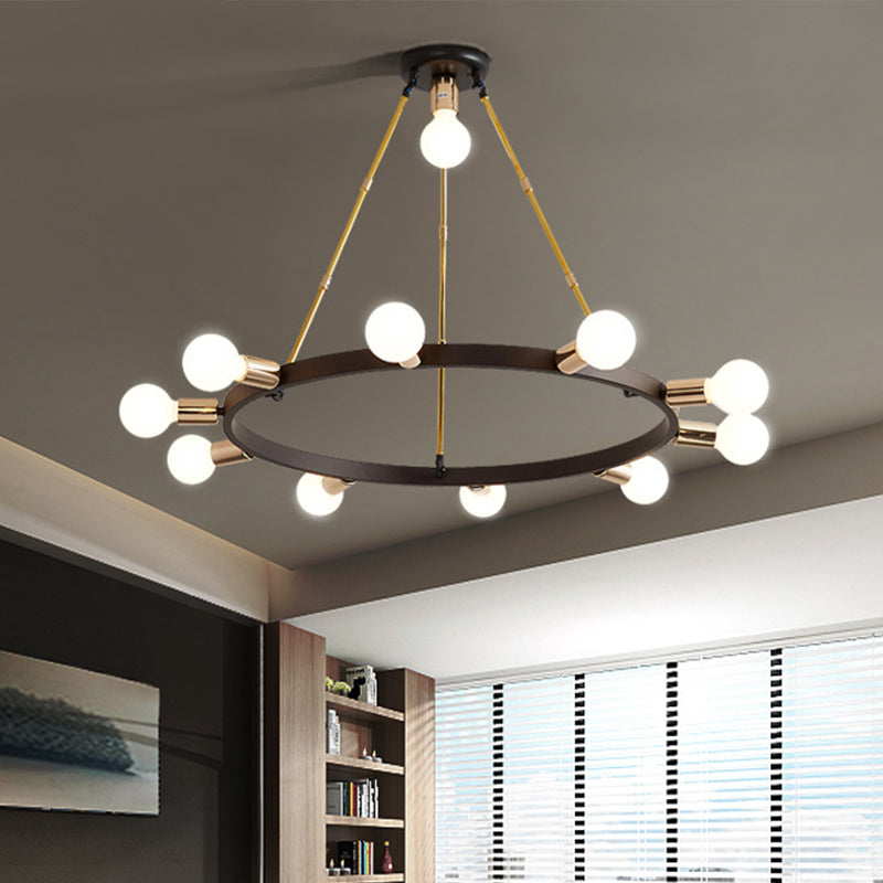 Modernist Frosted White Glass Bubble Chandelier - 11 Heads, Black Ceiling Pendant Light