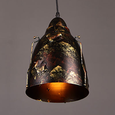 Rustic Wrought Iron Pendant Light With Patch Design In Rust - Stylish And Tapered 8.5/9 Wide 1 / 8.5