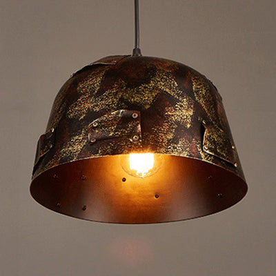 Rustic Wrought Iron Pendant Light With Patch Design In Rust - Stylish And Tapered 8.5/9 Wide 1 / 12