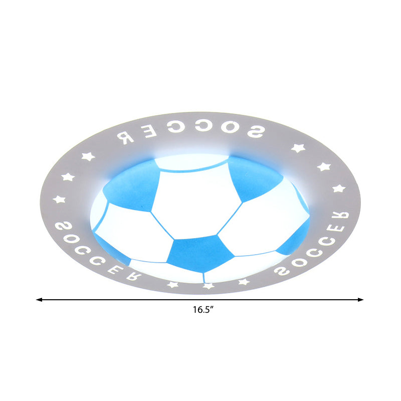Football Flush Mount LED Ceiling Light for Kids Bedroom: Metal & Acrylic Sport Style