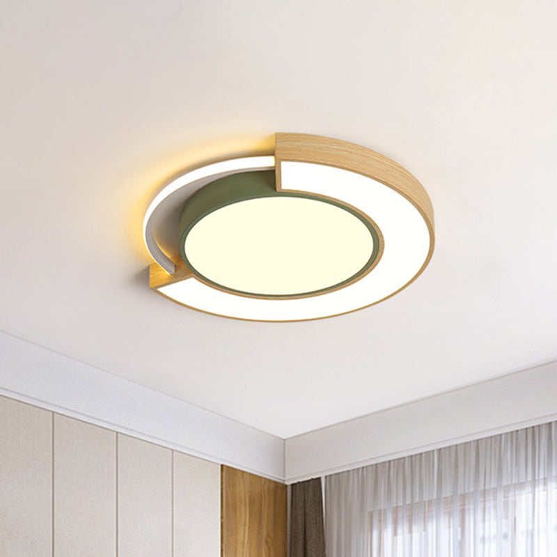 Modern Acrylic LED Flush Mount Light - Grey/Green, 16.5"/20.5" Diameter, White/Warm Light Available