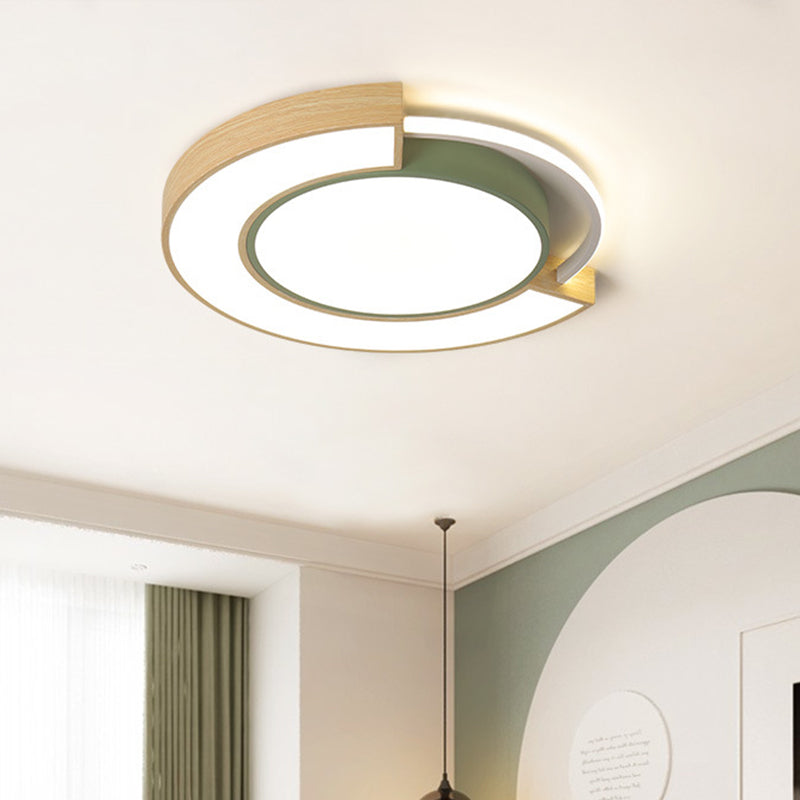 Modern Acrylic LED Flush Mount Light - Grey/Green, 16.5"/20.5" Diameter, White/Warm Light Available