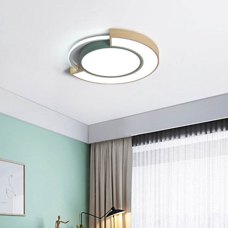 Modern Acrylic LED Flush Mount Light - Grey/Green, 16.5"/20.5" Diameter, White/Warm Light Available