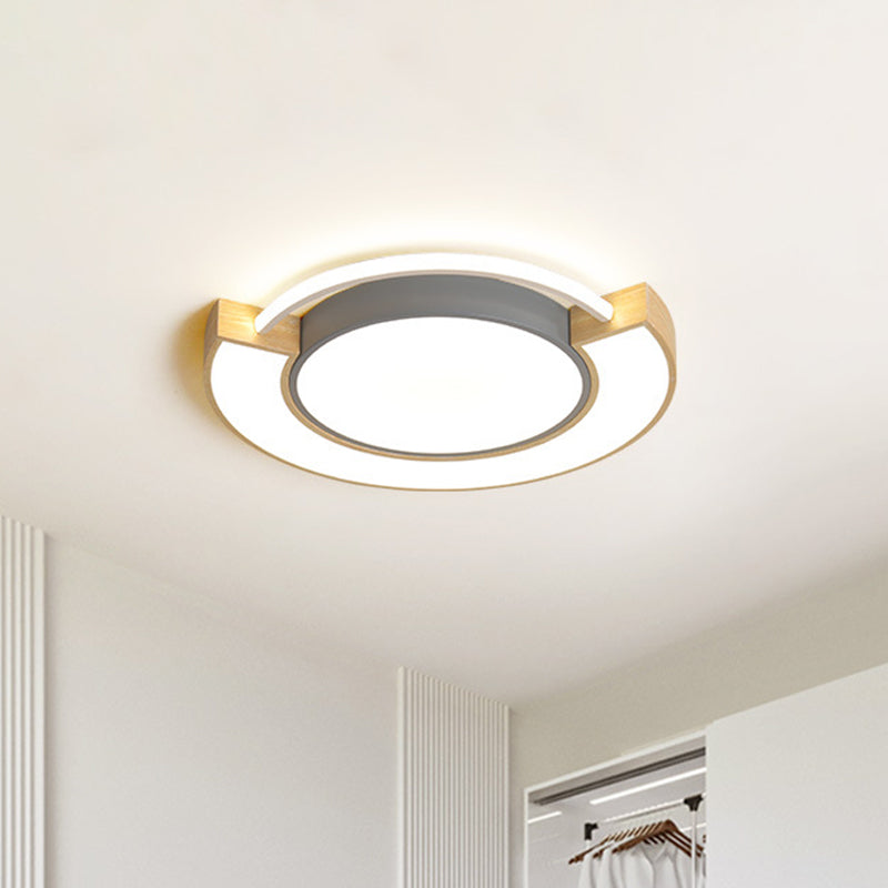 Modern Acrylic LED Flush Mount Light - Grey/Green, 16.5"/20.5" Diameter, White/Warm Light Available