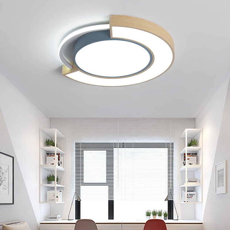 Modern Acrylic LED Flush Mount Light - Grey/Green, 16.5"/20.5" Diameter, White/Warm Light Available