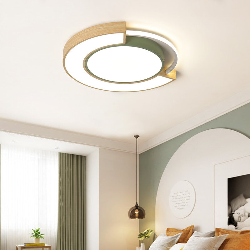 Modern Acrylic LED Flush Mount Light - Grey/Green, 16.5"/20.5" Diameter, White/Warm Light Available
