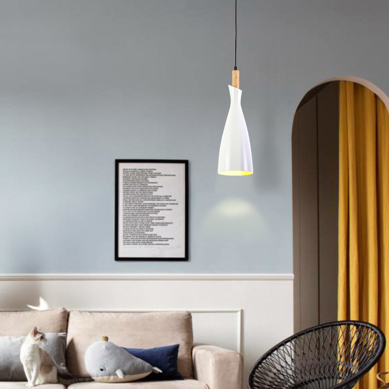 Minimalist Metal Kitchen Pendant Light - Tapered Design, 1 Head, Down Lighting (Black/White/Grey)