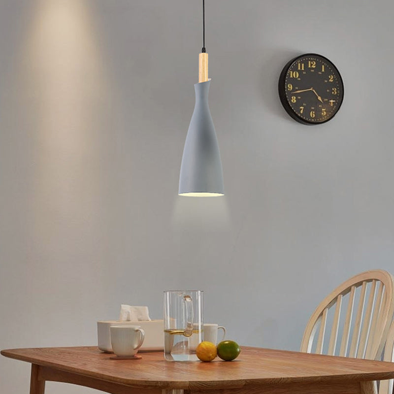 Minimalist Metal Kitchen Pendant Light - Tapered Design, 1 Head, Down Lighting (Black/White/Grey)