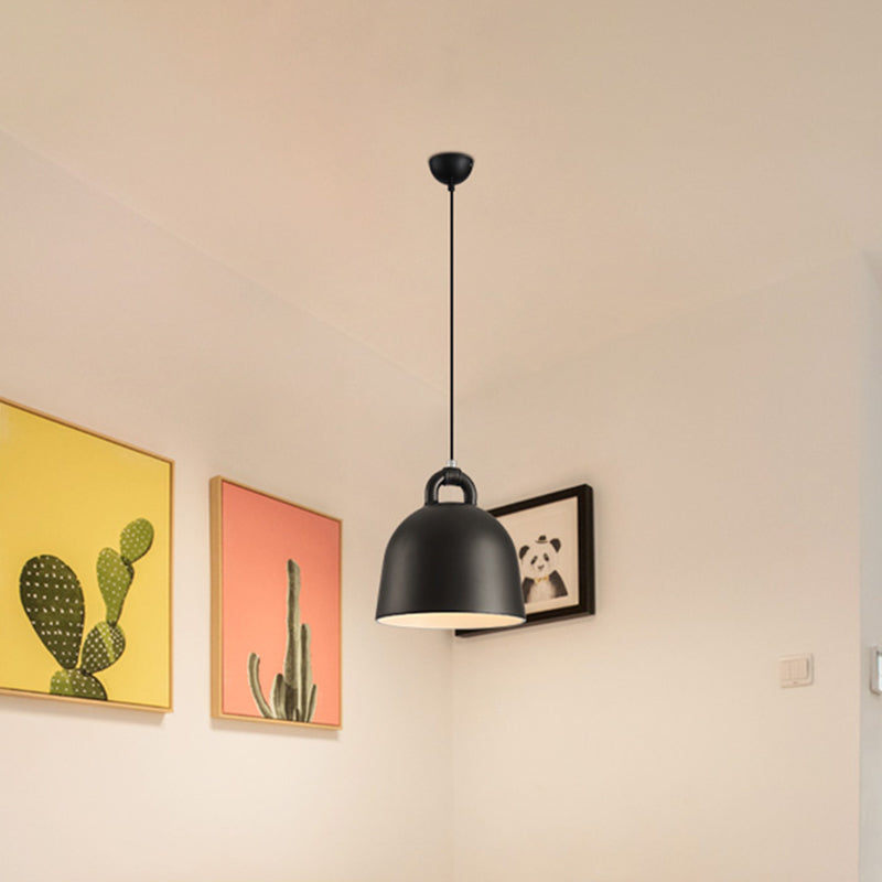 Contemporary Domed Pendant Lamp: Metal, 1 Light, Black Suspension Lighting for Dining Room