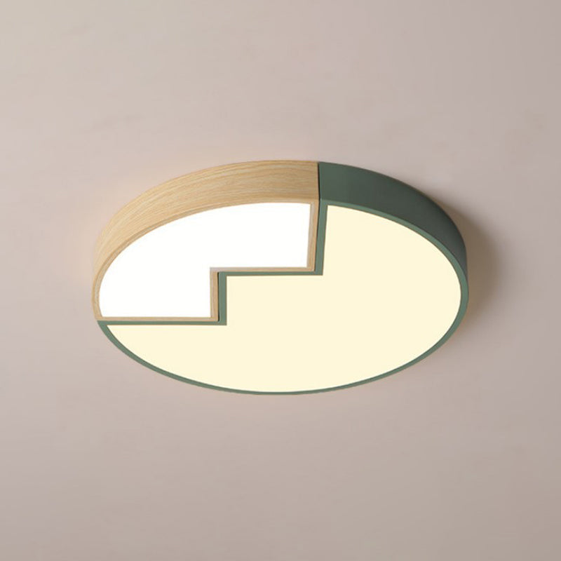 Modern Metal LED Flush Mount Lamp in Green with White/Warm Light - 18"/22" Wide