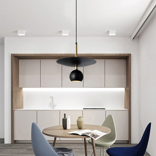 Minimalist Metal Globe Hanging Light: Black Suspension Lamp for Dining Room