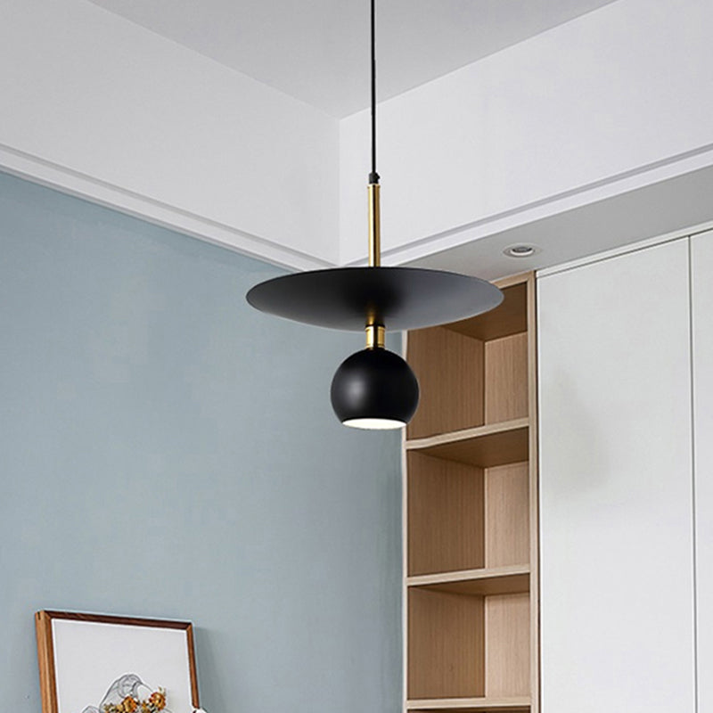 Minimalist Metal Globe Hanging Light: Black Suspension Lamp for Dining Room