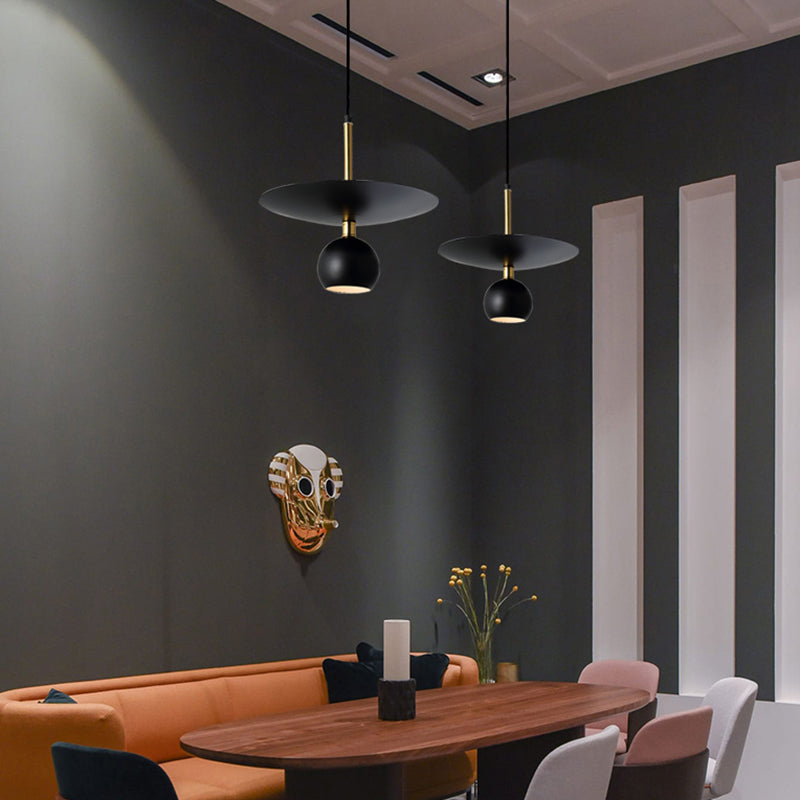 Minimalist Metal Globe Hanging Light Fixture Black Suspension Lamp For Dining Room