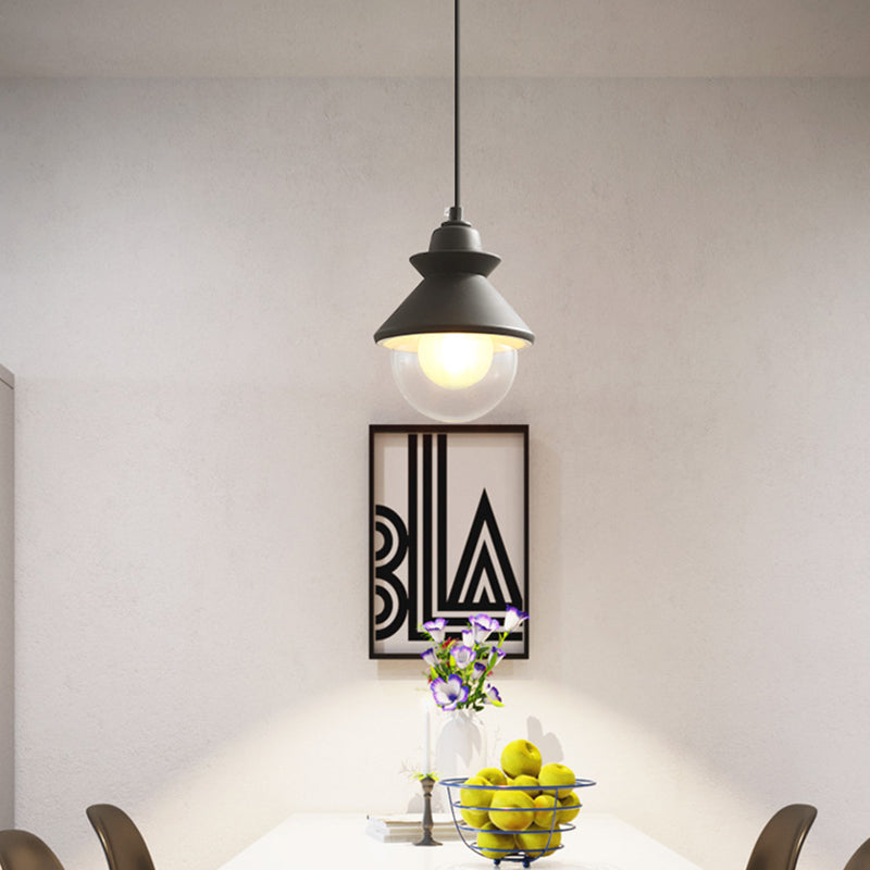 Contemporary Black Cone Pendant Light Kit With Clear Glass Shade