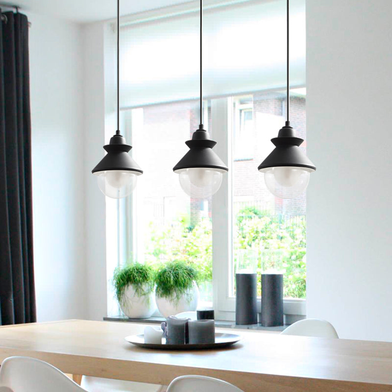 Contemporary Black Cone Pendant Light Kit With Clear Glass Shade