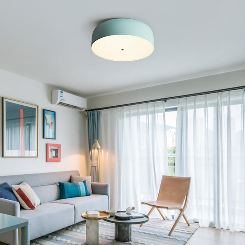 Modern Blue LED Flush Mount Ceiling Light Fixture for Kitchen - 14"/19" Wide