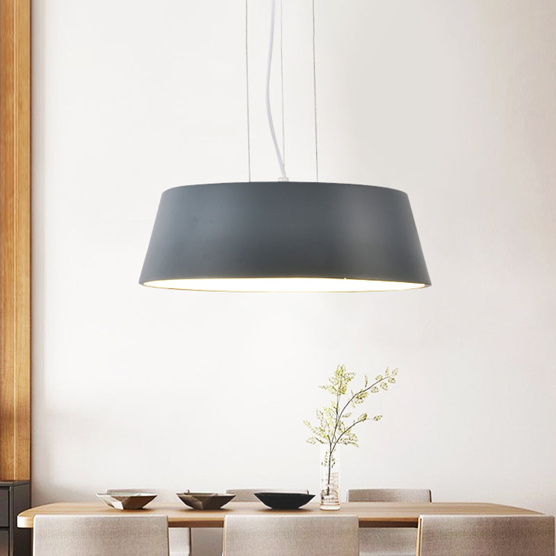 Minimalist Grey Metal Drum Shade Kitchen Hanging Light - 1 Light Suspension Lamp